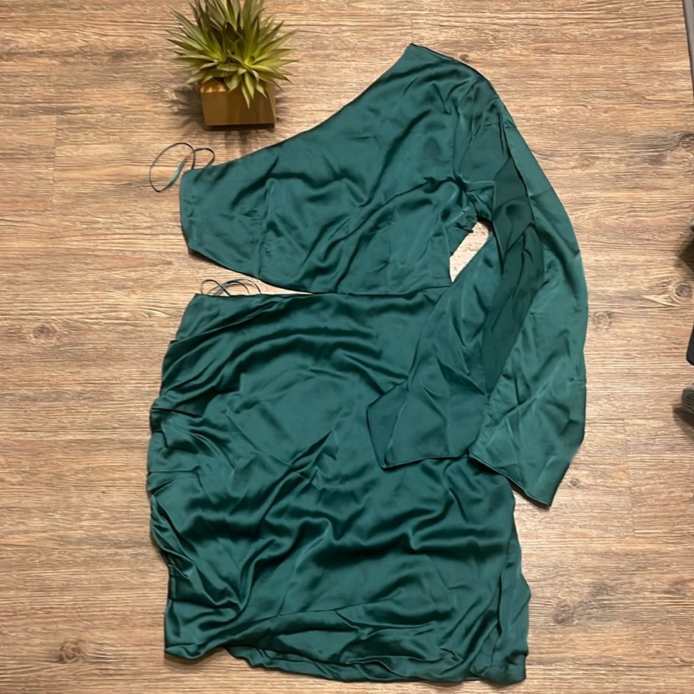 NWT Altar’d State green satin one shoulder dress